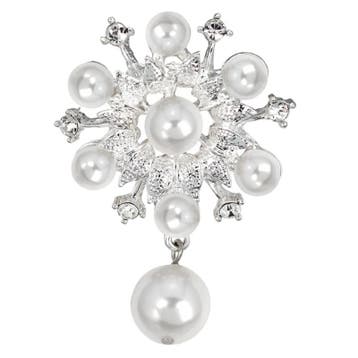 Fako Bijoux - Broche - Bloem Met Parels - Isabella - 43x62mm, Verzenden, Nieuw