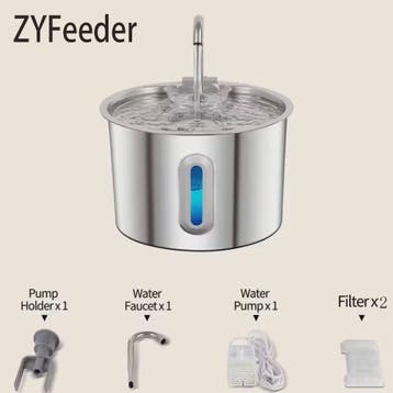 Automatische Drinkfontein RVS 2.2L voor Katten & Honden met, Dieren en Toebehoren, Verzenden, Nieuw