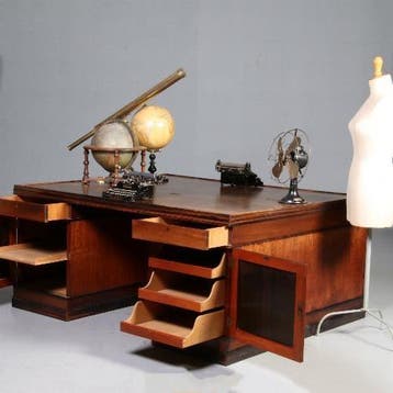 Art Deco Herenkamer zeer groot bureau n boekenkast Pander ca, Ophalen of Verzenden