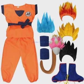 Son Goku Kinderkostuum met Pruik en Staart - Anime Cosplay F, Verzenden, Nieuw