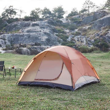 pro.tec Tent Bergeijk 213x213x130 cm roestbruin en beige, Caravans en Kamperen, Tenten, Verzenden, Nieuw