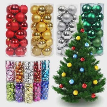 24x Kerstballen Set - 3/4/6cm - Multicolor & Glitter - Kerst, Verzenden, Nieuw