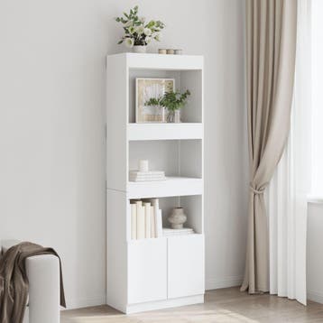 vidaXL Hoge kast 63x33x180 cm bewerkt hout wit, Huis en Inrichting, Kasten | Boekenkasten, Verzenden, Nieuw, Overige houtsoorten