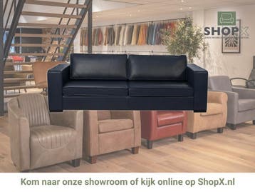 Leren bank Fine - 3,5 zits - Granada Blue (blauw) - Poten, Nieuw, Ophalen of Verzenden, Rechte bank, Eigentijds, Klassiek, Modern