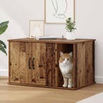 vidaXL Kattenhuis Oudhout 85 x 55 x 50 cm Bewerkt hout, Verzenden, Nieuw