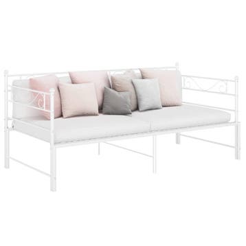 vidaXL Slaapbankframe uittrekbaar metaal wit 90x200 cm, 90 cm, Eenpersoons, Verzenden, Wit
