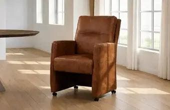 Leren eetkamerfauteuils, Huis en Inrichting, Fauteuils, Nieuw, Leer, Ophalen of Verzenden