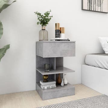 vidaXL Nachtkastjes 2 st 40x35x65 cm spaanplaat betongrijs, Verzenden, Nieuw, Hout