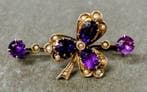 Broche Zilver, Verguld - 2.00ct. tw. Amethist - Parel -