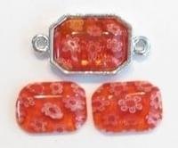 4 x plaksteen glas Italian style rechthoek Oranjerood mil..., Ophalen of Verzenden, Nieuw, Overige typen