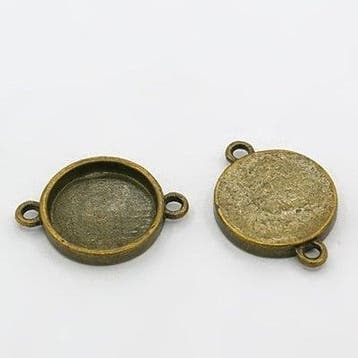 2 x Metalen Camée of Cabochon houder oogje: 2mm tray Ø15m., Ophalen of Verzenden, Nieuw, Overige typen
