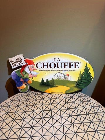 Prachtig embleem van Chouffe bier - metalen plaat - 35 cm x