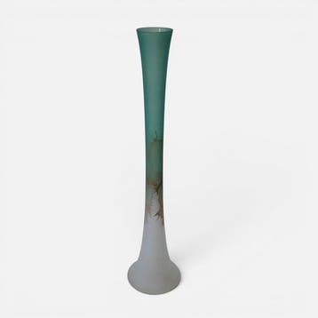 Vase Soliflore Design en Verre Givré – Silhouette Élancée de