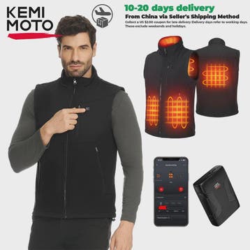 KEMIMOTO Unisex Verwarmd Vest met 10000mAh Batterij, App Tem, Verzenden, Nieuw met kaartje