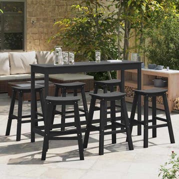 vidaXL Tuin Bar Set 6 st Zwart HDPE, Verzenden, Nieuw, 6 zitplaatsen