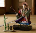 Antique Japanese Fuzoku Doll: Farmer with Hoe and Bamboo