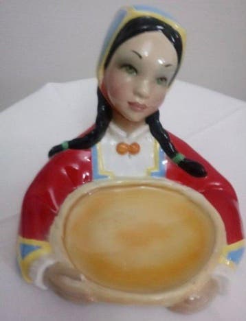 Lenci - Beeldje - Bambina con piatto - Porselein, Keramiek,