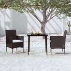 vidaXL 3-delige Tuinset met kussens zwart, Tuin en Terras, 2 zitplaatsen, Nieuw, Tuinset, Verzenden