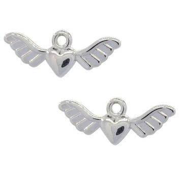 10 x Acryl Bedel Metallook Hart Vleugels 11x28 mm (Bedels), Hobby en Vrije tijd, Kralen en Sieraden maken, Ophalen of Verzenden