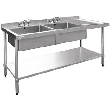 RVS Spoeltafel | 2 Bakken Links | 180x60x90 cm Vogue, Verzenden, Nieuw in verpakking