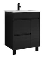 Badkamermeubel Set Salzburg 60 cm Zwart Houtnerf Badmeubel, Huis en Inrichting, Badkamer | Badkamermeubels, Verzenden, Nieuw, Wastafelkast