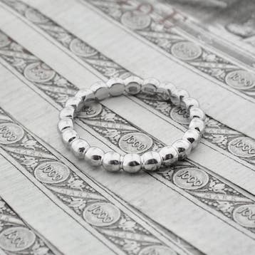 Witgouden aanschuifring met bolletjes, Sieraden, Tassen en Uiterlijk, Ringen, Gebruikt, Ophalen of Verzenden, Kleiner dan 17, Dame