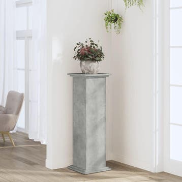 vidaXL Plantenstandaard 33x33x100 cm bewerkt hout betongrijs, Verzenden, Nieuw