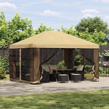 vidaXL Paviljoen 4 × 3 m Crèmekleurig Polyester en staal 190, Verzenden, Nieuw