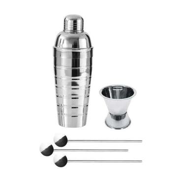 Cocktailtrio: shaker, maatbeker en 3 roestvrijstalen cock..., Verzenden, Nieuw, Overige typen