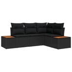vidaXL Tuinbankenset met kussen 5 pcs Zwart Poly riet, Verzenden, Nieuw, Rotan, 5 zitplaatsen
