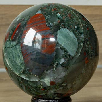 Fine Blood Stone Sphere Bol - Hoogte: 10.31 cm - Breedte: