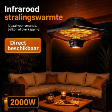 AVOID Hangende Terrasverwarmer 2000W + LED, Ophalen of Verzenden, Nieuw, Elektrisch, Plafond
