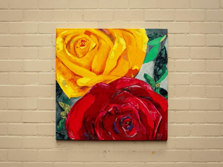 Twee rozen (Schilderijen, Interieur;Sfeer & Stijl), Huis en Inrichting, Woonaccessoires | Schilderijen, Tekeningen en Foto's, Nieuw