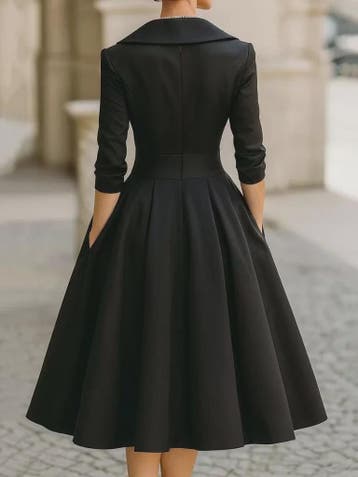 Vintage Wikkeljurk Midi met V-hals, Lange Mouwen en Zakken, Kleding | Dames, Verzenden, Nieuw