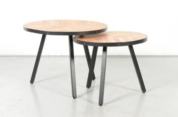 Bijzettafel Kalmar, koffie / zwart, 41 x 50 cm ø, Ophalen of Verzenden, Nieuw