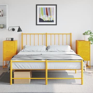 vidaXL Nachtkastjes 2 st 36x39x78 cm staal mosterdgeel, Verzenden, Nieuw, Metaal of Aluminium