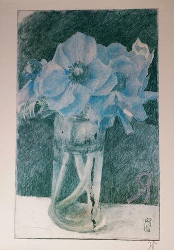 Horst Janssen (1929–1995) - Blaue Blumen, Antiek en Kunst
