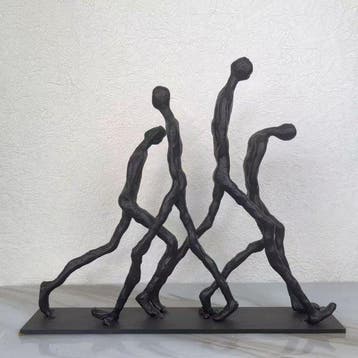 Beeld, Abstract Sculpture Ornament of Four Walking Figures -, Antiek en Kunst