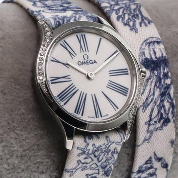 OMEGA - 26 mm, stainless steel on Toile de Jouy strap -, Nieuw
