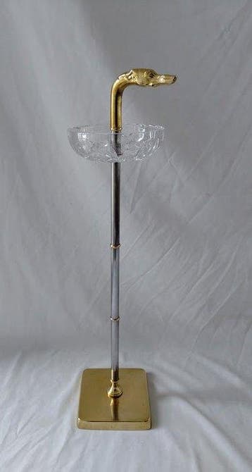 Asbak - Cendrier en Cristal Sur Pied - Kristal, Messing