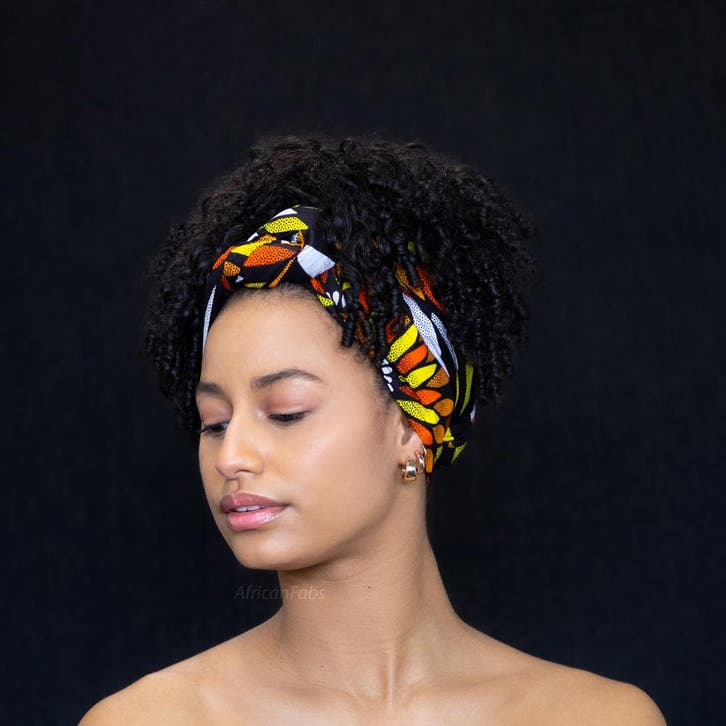 Afrikaanse Zwart / gele sunburst hoofddoek - headwrap, Kleding | Dames, Hoeden en Petten, Nieuw, Ophalen of Verzenden