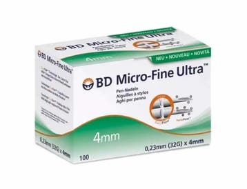 embecta Micro-Fine Ultra™ Pennaalden 0,23 x 4 mm 32G 100, Diversen, Verzenden, Nieuw