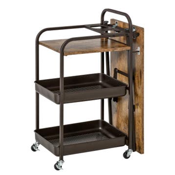 Keukentrolley Met Klaptafel Bruin Zwart 118 Cm X 36,5 Cm X 8, Verzenden, Nieuw
