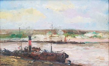 Albert Lebourg (1849-1928) - Bateaux sur la Seine à Rouen