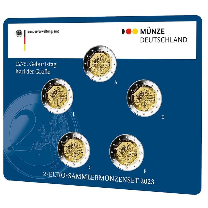 Duitsland 2 Euro Set Karel de Grote 2023 BU, Postzegels en Munten, Munten | Europa | Euromunten, Verzenden