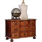 Rococo commode ca 1745 orgelgebogen en met rijk inlegwerk No, Ophalen of Verzenden