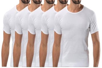 5 stuks Basic T-shirt - O-neck - 100% katoen - Wit, Verzenden