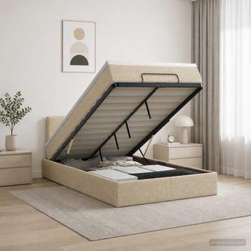 vidaXL Ottoman bed met matras Crèmekleurig 120 x 200 cm Stof, Verzenden, Nieuw, Twijfelaar, Crème