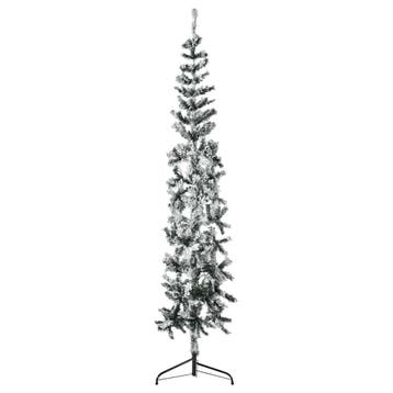 vidaXL Kunstkerstboom half met sneeuw smal 240 cm, Verzenden, Nieuw