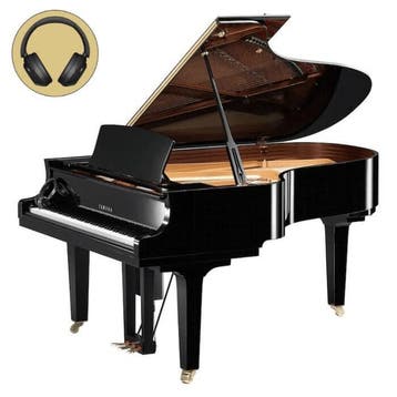 Yamaha D C5X EN PRO PE messing Disklavier vleugel, Nieuw, Zwart, Vleugel